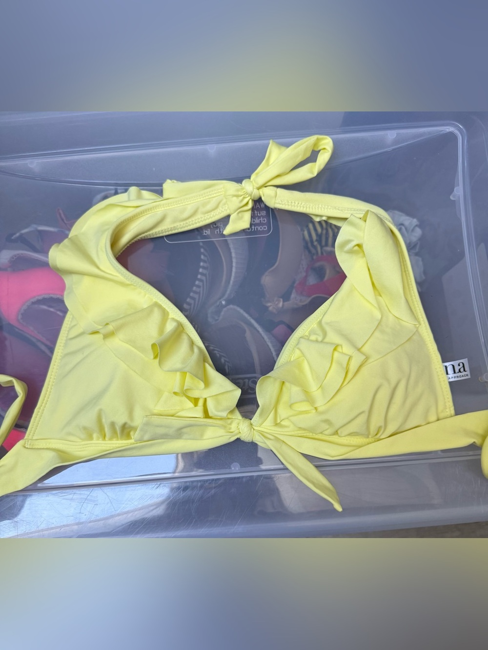a.n.a Lemon Yellow Ruffle Triangle Bikini Top